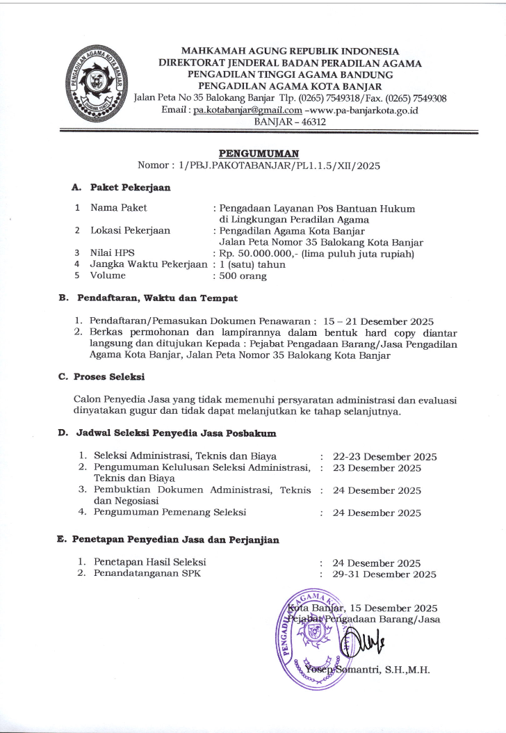 pengumuman posbakum 2026