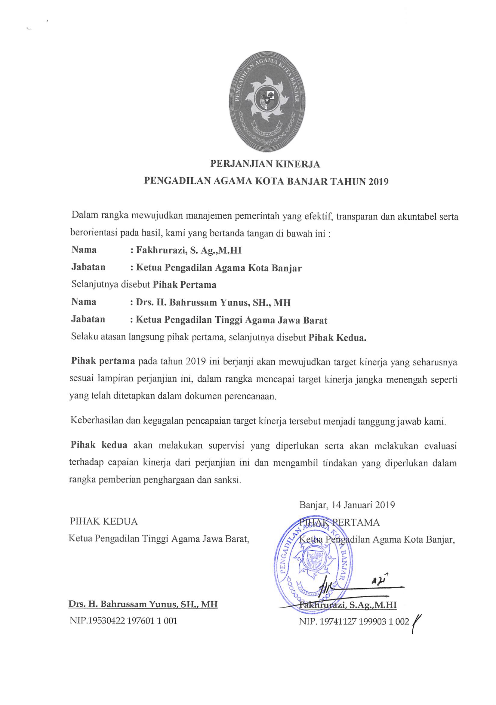 perjanjian kinerja 2019
